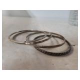 (4) Ladies Silver Bangle Bracelets - All  Marked