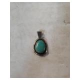 Ladies Light Turquoise Stone Pendant - Marked