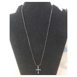 Ladies Silver Cross Pendant Necklace - Marked 925