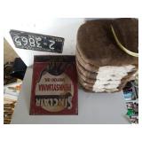 Small Bale Of Cotton, License Plate & Oil Sign
