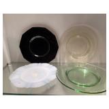 Depression Glass Plates Including One Uranium
