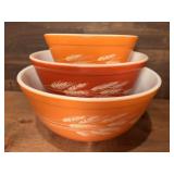 Vintage Three Piece Pyrex Wheat Pattern Pyrex