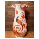 Peacock Art Vase Ruffled Top