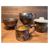 Vintage Silver Set, Cup in Front is Sterling, The