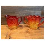 McKee Valtec Amberina Sugar & Creamer