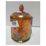 Amber Carnival Glass Jar