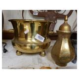 Brass Spittoon AND CANDLE HOLDER