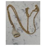 Vintage Gold Tone Enamel Coastal Sailboat