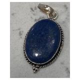Blue Lapis Silver Tone Gemstone Pendant