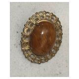 Vintage Gold Tone Cats Eye Brooch