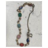 Vintage Gold Tone Carved Cabochon Bracelet