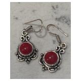 Red Coral Gemstone Earrings
