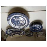 Blue Made In England Plates, Bowl, Gravy Boat,