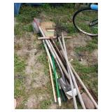 Rakes, Shovels, Broom, Post Hole Digger And More