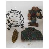 Cast Iron Flower Door Stop,  Napkin Holder,