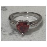 Heart Shaped Ruby Gemstone Ring Vintage Style