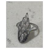 Unusual Vintage Ring Platinum Tone (Illegible
