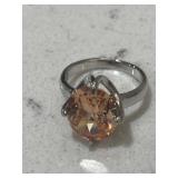 Vintage Style Ornate Pink Sapphire Platinum Tone