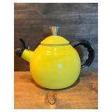 Vintage Fiesta Yellow Enamel Metal Tea Pot