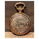 Vintage Timex Train Pocket Watch Runs (see Video)