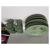 Pfaltzgraff Winterwood Green Tail Plates & Cups