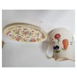Longaberger Flower Plate,  Fruit Medley Pitcher