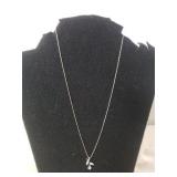 Ladies Silver Necklace W/flower Pendant - Marked