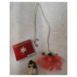Ladies Christmas Jewelry - (2) Pins, (1) Long Cat