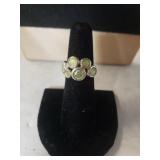Ladies Silver Ring W/Light Green Accents - Size 5
