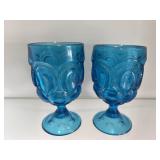 L.E. Smith Moon & Stars Cobalt Blue Goblets