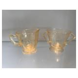 Depression Glass Creamer and Sugar Cameo Pattern