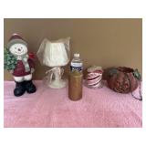 Candles, Snowman & Hanging Pumpkin