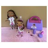 2 Doc McStuffin Dolls & Doctor Bag With