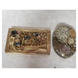 (2) Ladies Fashion Pieces - Clock Pin & Sewing