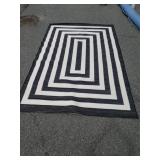 Large Indoor/Outdoor Black & White Area Rug -