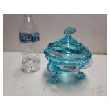 Vintage Blue Glass Shell Candy Dish