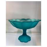 Vintage Large Westmoreland Blue Satin Candy Dish