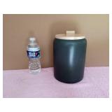 NEW Large Gray Ceramic Canister with Wooden Lid