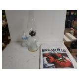 Vintage Oil Lamp And Bread Bag