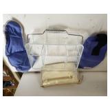 Gold Clutch Purse, Plastic Caddy Organizer &