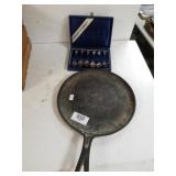 Cast Iron Griddle & Souvenir Spoons From Germany