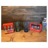 Green & Cobalt Blue Coke Glasses, Coca-Cola