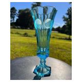 Fostoria Aquamarine Blue Coin Glass 8" Bud Vase