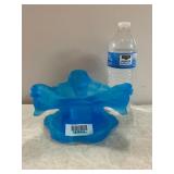 Frosted Blue Glass Triangular Fish Dish