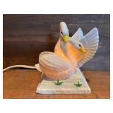 Lighted Ceramic Swan Display
