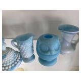 Blue Satin Fenton Fairy Lamp & Kanawha Blue&