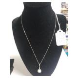Sterling Silver Necklace With Opal Stone Pendant