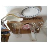 Assorted Glassware,  Gravy Boat, Vase