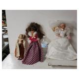 Vintage Barbies And Small Porcelain Doll
