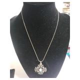 Sterling Silver Necklace With Opal Stone Pendant